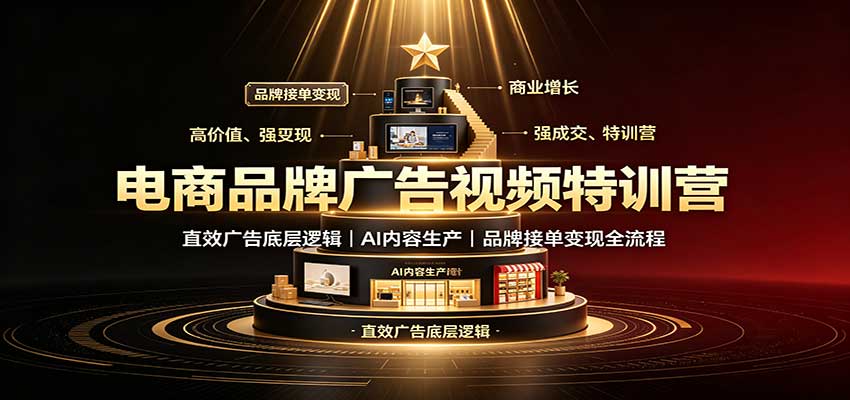 电商品牌广告视频特训：直效广告底层逻辑，AI内容生产，品牌接单变现全流程祝你网--专注互联网创业.信息差副业研究拒绝割韭菜祝你网