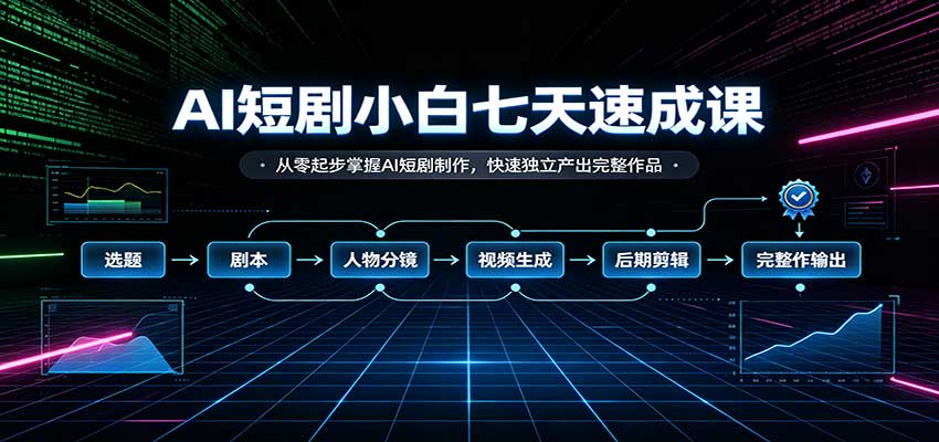 16eedad9d5dceedc90580ec116c3ccbd.jpeg AI短剧小白七天速成课:从零起步掌握AI短剧制作,快速独立产出完整作品