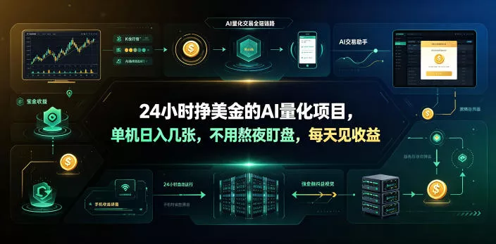 24小时挣美金的AI量化项目,单机日入几十美刀,不用熬夜盯盘,每天见收益【揭秘】祝你网--专注互联网创业.信息差副业研究拒绝割韭菜祝你网