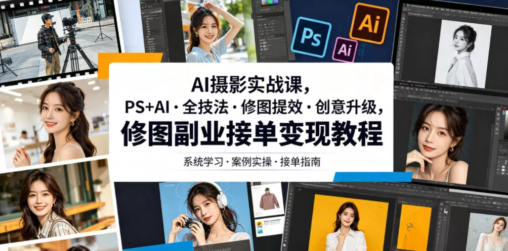 17955f0223e71deae7beb54c11b0f5f7.webp AI摄影实战课,PS+AI・全技法・修图提效・创意升级,修图副业接单变现教程