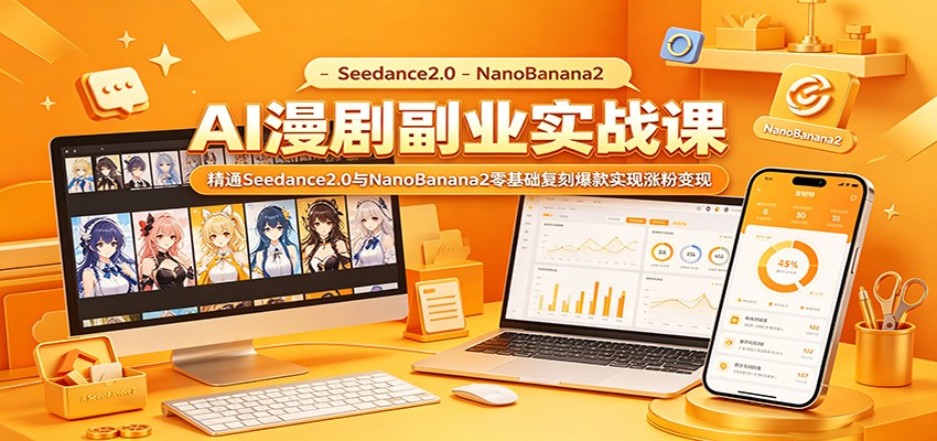 AI漫剧副业实战课:精通Seedance2.0与NanoBanana2零基础复刻爆款实现涨粉变现祝你网--专注互联网创业.信息差副业研究拒绝割韭菜祝你网