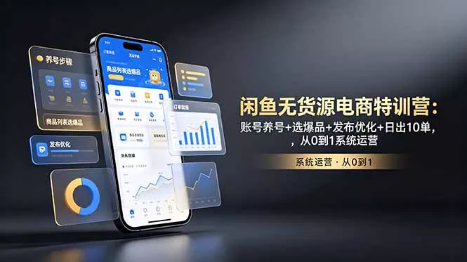闲鱼无货源电商特训营:账号养号+选爆品+发布优化+日出10单,从0到1系统运营祝你网--专注互联网创业.信息差副业研究拒绝割韭菜祝你网