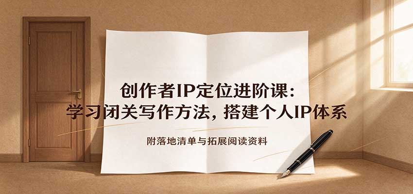 创作者IP定位进阶课：学习闭关写作方法，搭建个人IP体系，附落地清单与拓展阅读资料祝你网--专注互联网创业.信息差副业研究拒绝割韭菜祝你网