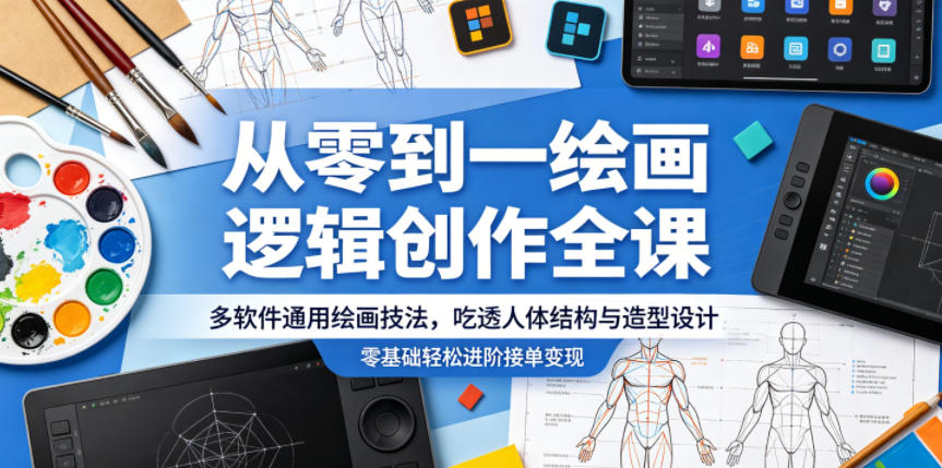 190e37cea43b8938f2ee6f34187d3434.jpeg 从零到一绘画逻辑创作全课,多软件通用绘画技法,吃透人体结构与造型设计,零基础轻松进阶接单变现