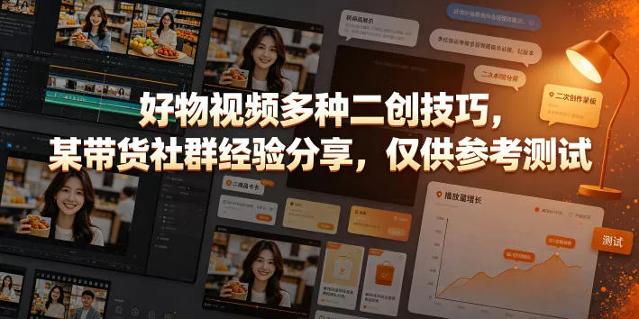 好物视频多种二创技巧，某带货社群经验分享，仅供参考测试祝你网--专注互联网创业.信息差副业研究拒绝割韭菜祝你网