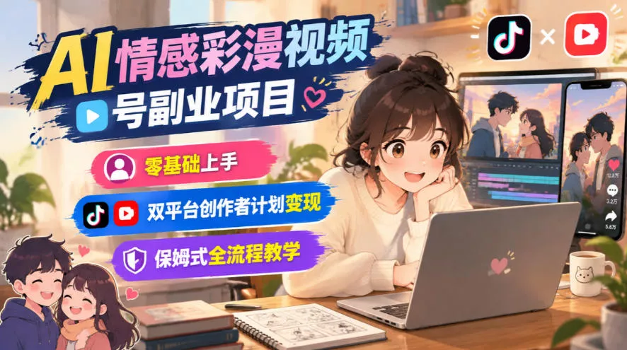 196560321aedbf8e4a26da4b6abe83b4.webp AI情感彩漫视频号副业项目,零基础上手,双平台创作者计划变现,保姆式全流程教学