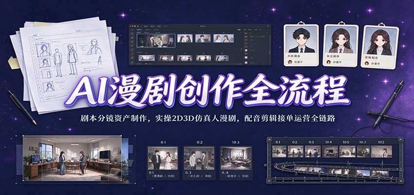 AI漫剧创作全流程:剧本分镜资产制作,实操2D3D仿真人漫剧,配音剪辑接单运营全链路祝你网--专注互联网创业.信息差副业研究拒绝割韭菜祝你网