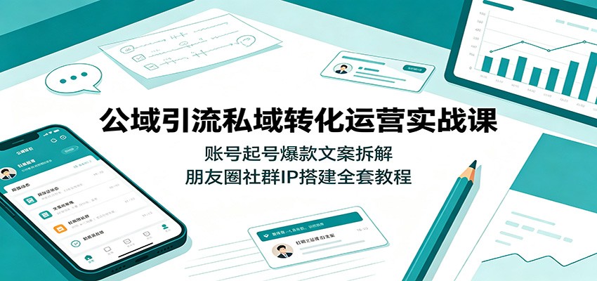 公域引流私域转化运营实战课:账号起号爆款文案拆解,朋友圈社群IP搭建全套教程祝你网--专注互联网创业.信息差副业研究拒绝割韭菜祝你网
