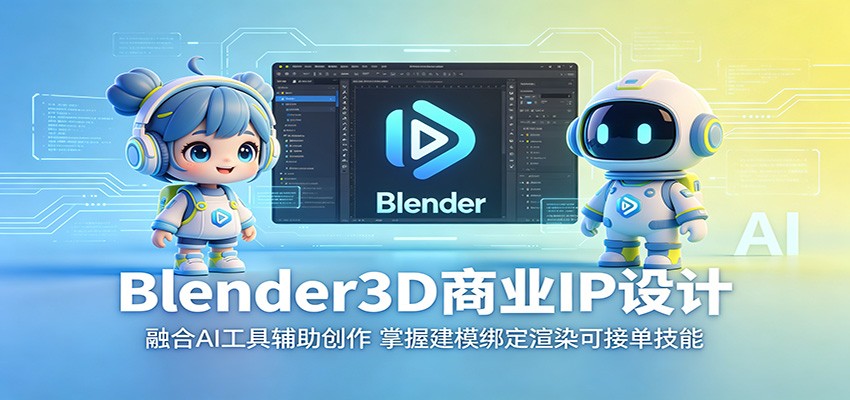 Blender3D商业IP设计:融合AI工具辅助创作,掌握建模绑定渲染可接单技能祝你网--专注互联网创业.信息差副业研究拒绝割韭菜祝你网