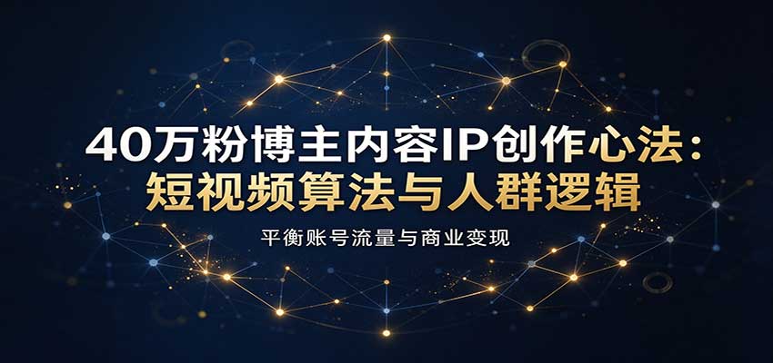 40万粉博主内容IP创作心法：短视频算法与人群逻辑，平衡账号流量与商业变现祝你网--专注互联网创业.信息差副业研究拒绝割韭菜祝你网