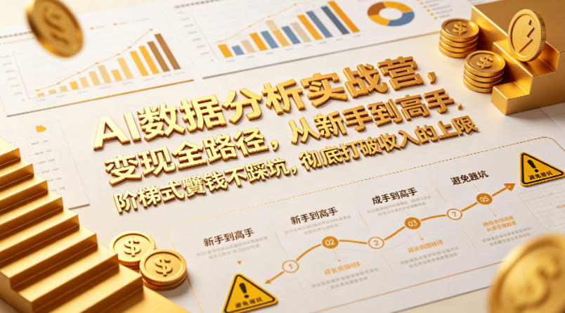 AI数据分析实战营，变现全路径，从新手到高手，阶梯式賺钱不踩坑，彻底打破收入的上限祝你网--专注互联网创业.信息差副业研究拒绝割韭菜祝你网