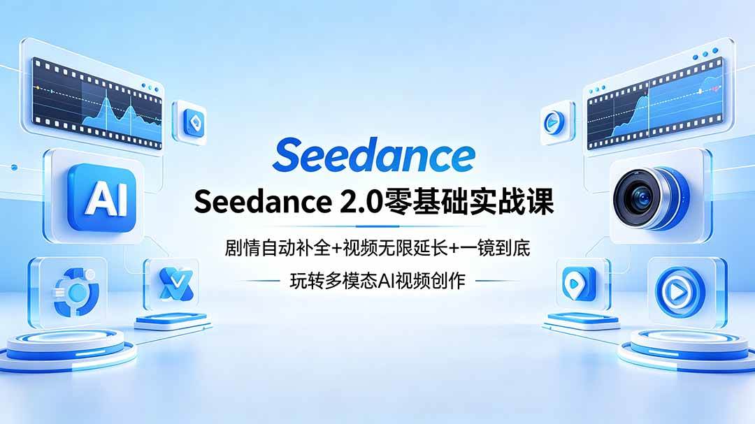 （18312期）Seedance 2.0零基础实战课：剧情自动补全+视频无限延长+一镜到底：玩转多模态AI视频创作祝你网--专注互联网创业.信息差副业研究拒绝割韭菜祝你网