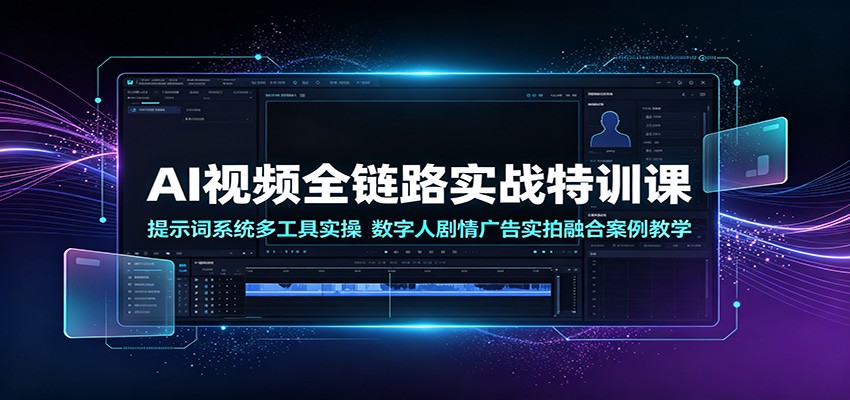 AI视频全链路实战特训课:提示词系统多工具实操,数字人剧情广告实拍融合案例教学祝你网--专注互联网创业.信息差副业研究拒绝割韭菜祝你网