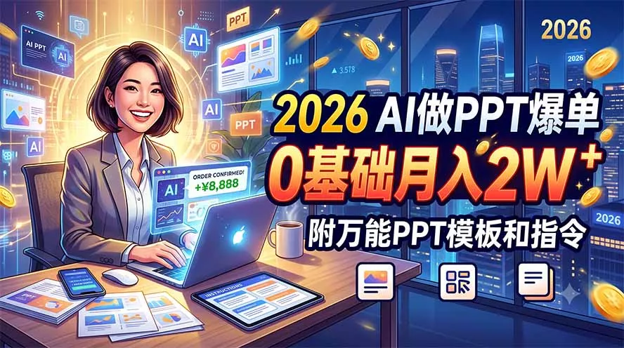 1c272c14a47f8d507c748c8687df488a.webp 2026 AI做PPT爆单,0基础月入2W,附万能PPT模板和指令
