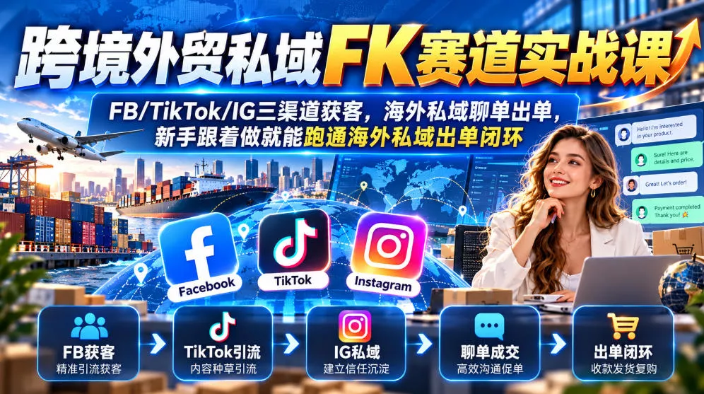1c9c6c89d3ec1e6f32aecfa64d50d151.webp 跨境外贸私域FK赛道实战课|FB/TikTok/IG三渠道获客,海外私域聊单出单,新手跟着做就能跑通海外私域出单闭环