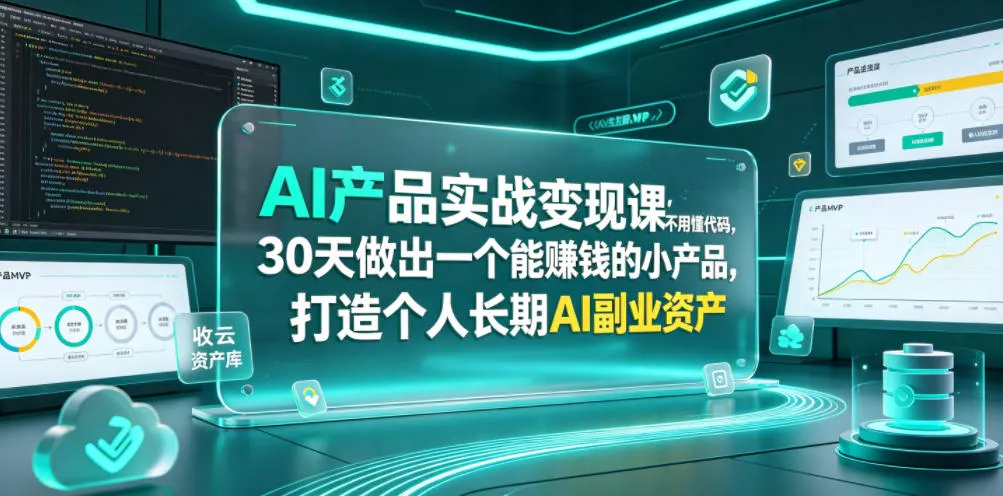 1cbb3c76298c05c9f5b5fc03f7948205.webp AI产品实战变现课,不用懂代码,30天做出一个能賺钱的小产品,打造个人长期AI副业资产