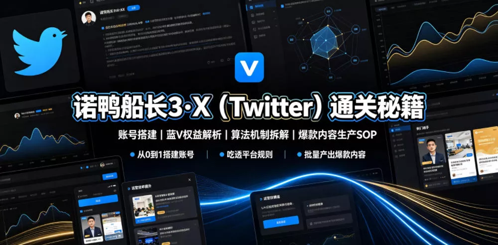1d36fe1f0b3cce0c02d8fc34f129cff3.webp 诺鸭船长3·X(Twitter)通关秘籍,涵盖账号搭建、蓝V权益解析、算法机制拆解及爆款内容生产SOP