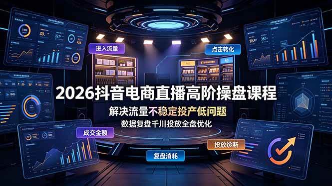 1d7bcf7b1dc96df4faa2ceb12bd214a7.jpeg (19159期)2026抖音电商直播高阶操盘课程,解决流量不稳定投产低问题,数据复盘千川投放全盘优化