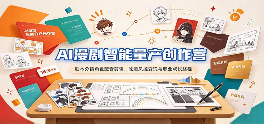 1d965130d0b193b9f309ab794b1d604e.jpeg AI漫剧智能量产创作营:剧本分镜角色配音剪辑,吃透风控变现与职业成长路径