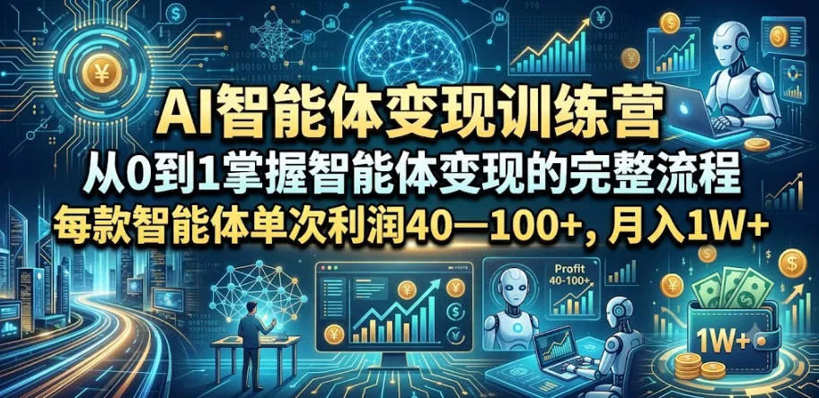 AI智能体变现训练营，从0到1掌握智能体变现的完整流程，每款智能体单次利润40—100+，月入1W+祝你网--专注互联网创业.信息差副业研究拒绝割韭菜祝你网