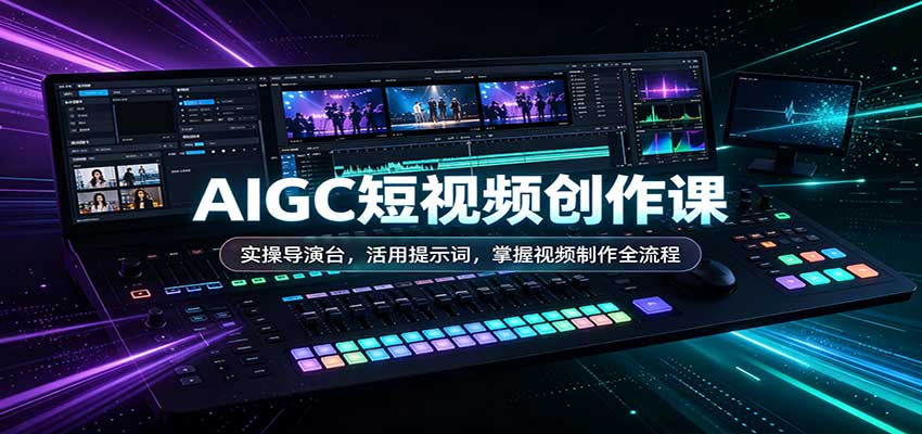AIGC短视频创作课：实操导演台，活用提示词，掌握视频制作全流程祝你网--专注互联网创业.信息差副业研究拒绝割韭菜祝你网
