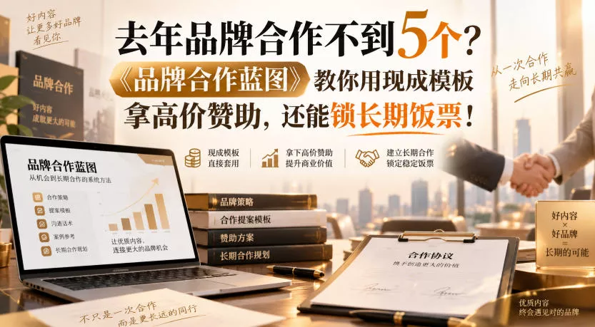 去年品牌合作不到5个？《品牌合作蓝图》教你用现成模板拿高价赞助，还能锁长期饭票！【原创双语字幕】祝你网--专注互联网创业.信息差副业研究拒绝割韭菜祝你网