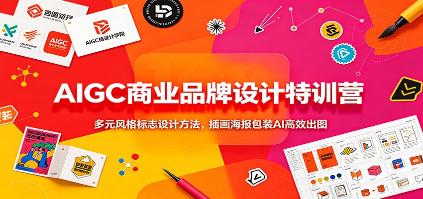 AIGC商业品牌设计特训营：多元风格标志设计方法，插画海报包装AI高效出图祝你网--专注互联网创业.信息差副业研究拒绝割韭菜祝你网