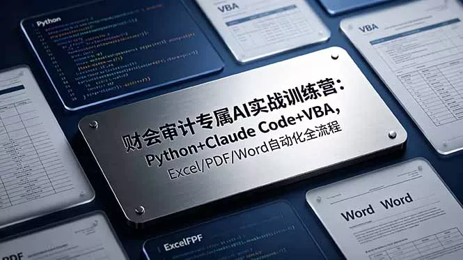 214ca8b176a1710bfca98fddbc3792e8.webp 财会审计专属 AI实战训练营:Python+Claude Code+VBA,Excel/PDF/Word自动化全流程