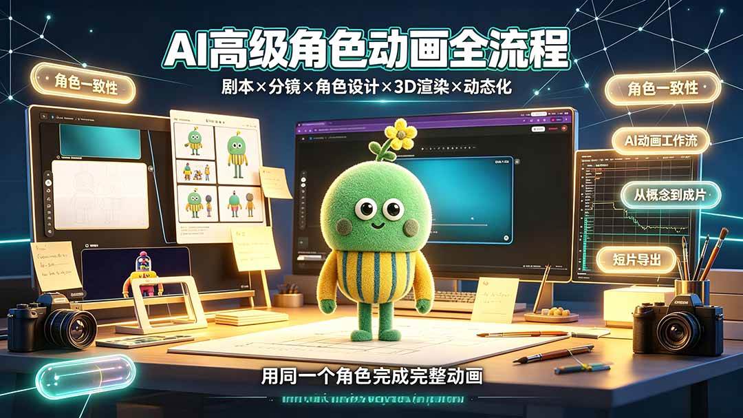 21f94578395915f59d579bd20321e9e0.jpeg (19304期)AI高级角色动画全流程:剧本×分镜×角色设计×3D渲染×动态化,从概念到成片一站式教学