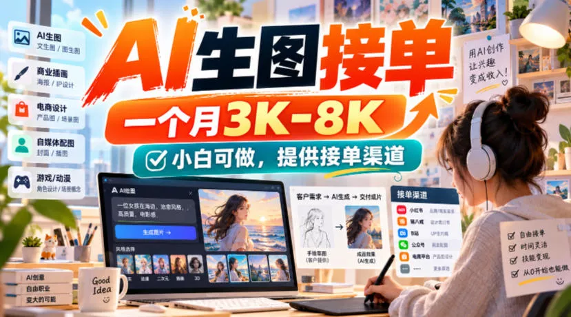 22651ae5fd1fbe95eabab1c365cd7784.webp AI生图接单,一个月3K-8K,小白可做,提供接单渠道