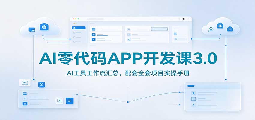 AI零代码APP开发课3.0：AI工具工作流汇总，配套全套项目实操手册祝你网--专注互联网创业.信息差副业研究拒绝割韭菜祝你网
