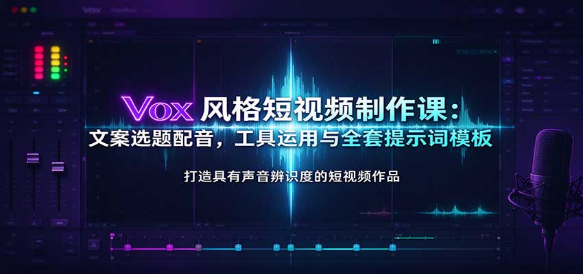 Vox风格短视频制作课：文案选题配音，工具运用与全套提示词模板祝你网--专注互联网创业.信息差副业研究拒绝割韭菜祝你网