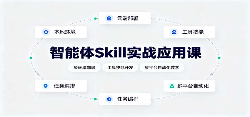 智能体Skill实战应用课:多环境部署,工具技能开发,多平台自动化教学祝你网--专注互联网创业.信息差副业研究拒绝割韭菜祝你网