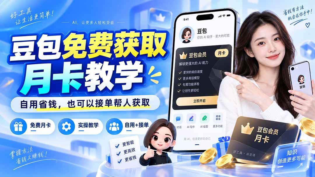 （20358期）豆包免费获取月卡教学，自用省钱，也可以接单帮人获取祝你网--专注互联网创业.信息差副业研究拒绝割韭菜祝你网