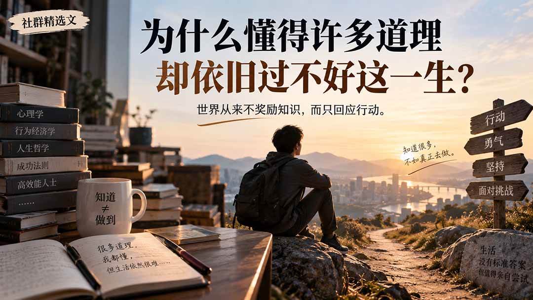 23e22cf28eff9014f5f22969d030a412.jpeg (20462期)社群精选文:为什么懂得许多道理却依旧过不好这一生?