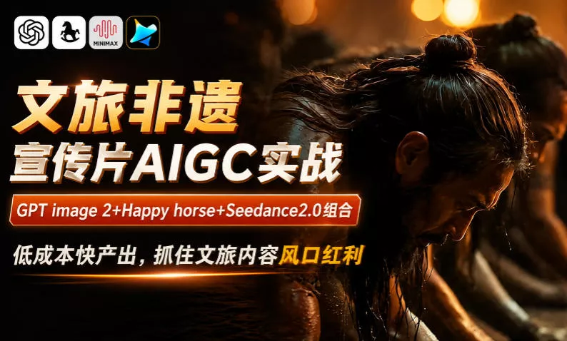 241cd93e1cdceafcc3c300c0ec0abdbd.webp 文旅非遗宣传片AIGC实战,GPT image 2+Happy horse+Seedance2.0组合,低成本快产出,抓住文旅内容风口红利