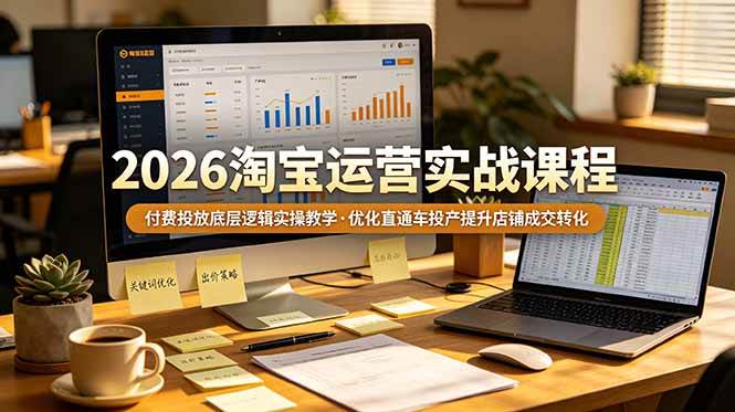 （19075期）2026 淘宝运营实战课程，付费投放底层逻辑实操教学，优化直通车投产提升店铺成交转化祝你网--专注互联网创业.信息差副业研究拒绝割韭菜祝你网