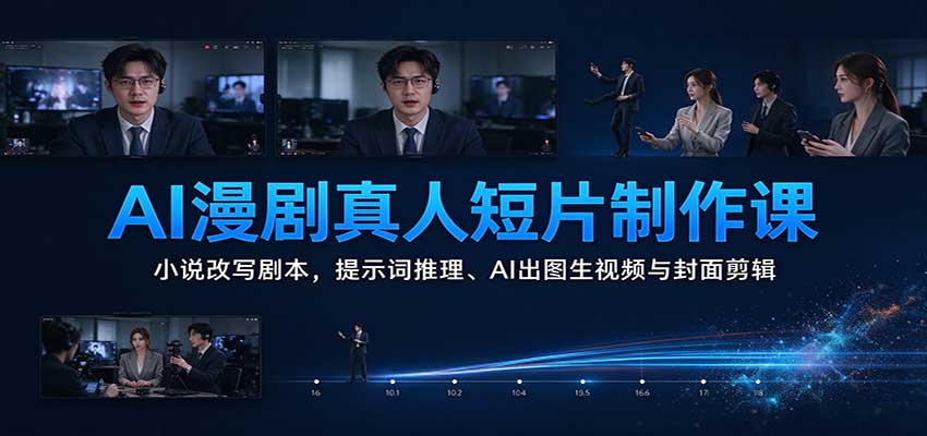 AI漫剧真人短片制作课：小说改写剧本，提示词推理、AI出图生视频与封面剪辑祝你网--专注互联网创业.信息差副业研究拒绝割韭菜祝你网