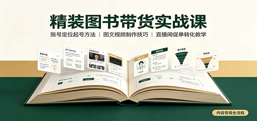 精装图书带货实战课：账号定位起号方法，图文视频制作，促单转化教学祝你网--专注互联网创业.信息差副业研究拒绝割韭菜祝你网