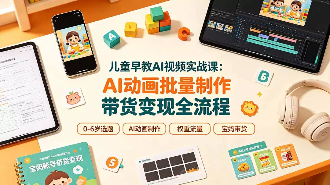 26447a3749b9392bf9c05601dfec6c95.webp 儿童早教AI视频实战课:0-6岁认知选题|AI动画批量制作|权重流量拉升|宝妈账号带货变现全流程