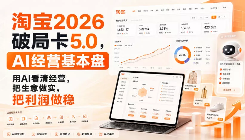智篆商业-淘宝2026破局卡5.0,AI经营基本盘,用AI看清经营,把生意做实,把利润做稳祝你网--专注互联网创业.信息差副业研究拒绝割韭菜祝你网