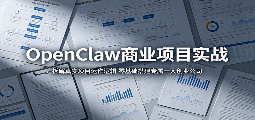 278d3ac70d5f59b92b57674705367bba.jpeg OpenClaw商业项目实战:拆解真实项目运作逻辑,零基础搭建专属一人创业公司