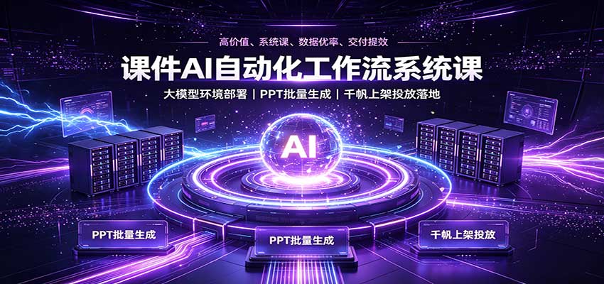 课件AI自动化工作流系统课：大模型环境部署，PPT批量生成，千帆上架投放落地祝你网--专注互联网创业.信息差副业研究拒绝割韭菜祝你网
