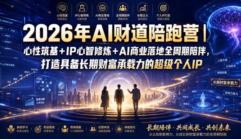 2026年AI财道陪跑营｜心性筑基+IP心智修炼+AI商业落地全周期陪伴，打造具备长期财富承载力的超级个人IP祝你网--专注互联网创业.信息差副业研究拒绝割韭菜祝你网