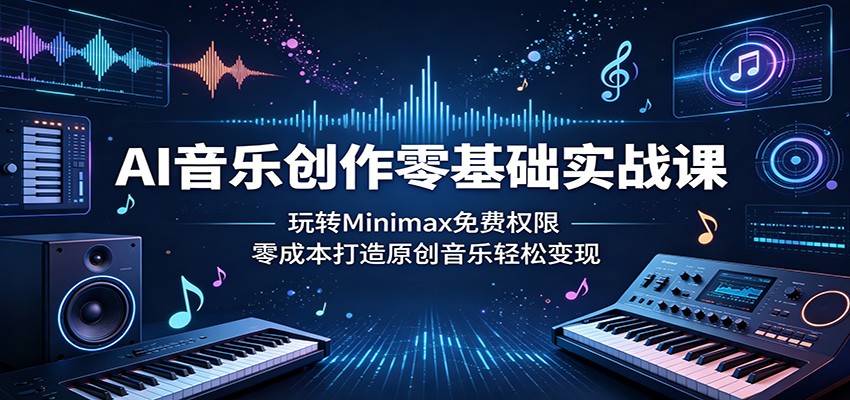 AI音乐创作零基础实战课:玩转Minimax免费权限,零成本打造原创音乐轻松变现祝你网--专注互联网创业.信息差副业研究拒绝割韭菜祝你网