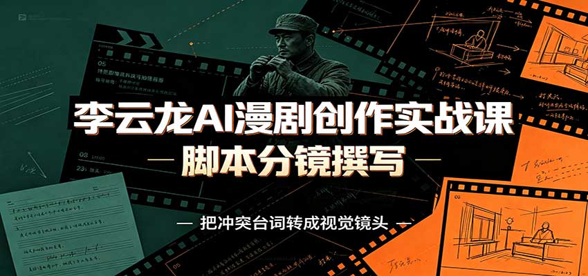 李云龙AI漫剧创作实战课:角色人设还原,脚本分镜撰写,AI漫剧成片完整制作教学祝你网--专注互联网创业.信息差副业研究拒绝割韭菜祝你网