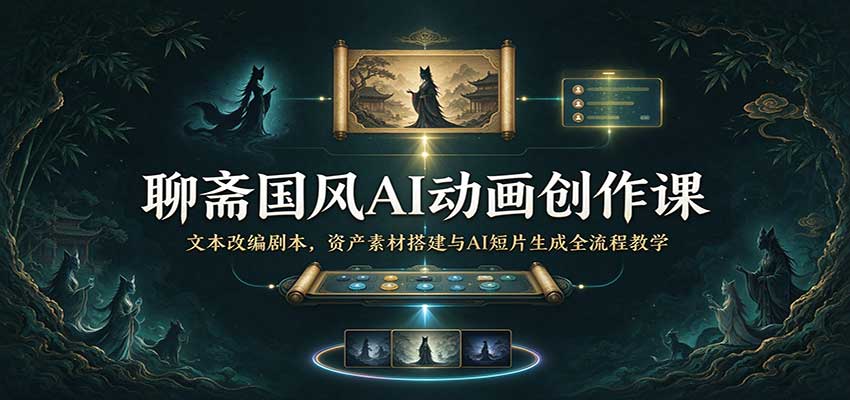 29c04ebd2fddaeb48404390b1e810e97.jpeg 聊斋国风AI动画创作课:文本改编剧本,资产素材搭建与AI短片生成全流程教学