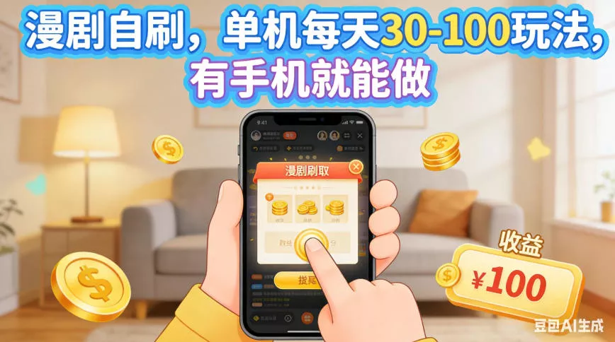 漫剧自刷,单机每天30-100玩法,有手机就能做,可矩阵操作放大收益【揭秘】祝你网--专注互联网创业.信息差副业研究拒绝割韭菜祝你网