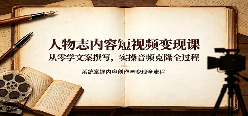 人物志内容短视频变现课：从零学文案撰写，实操音频克隆全过程祝你网--专注互联网创业.信息差副业研究拒绝割韭菜祝你网
