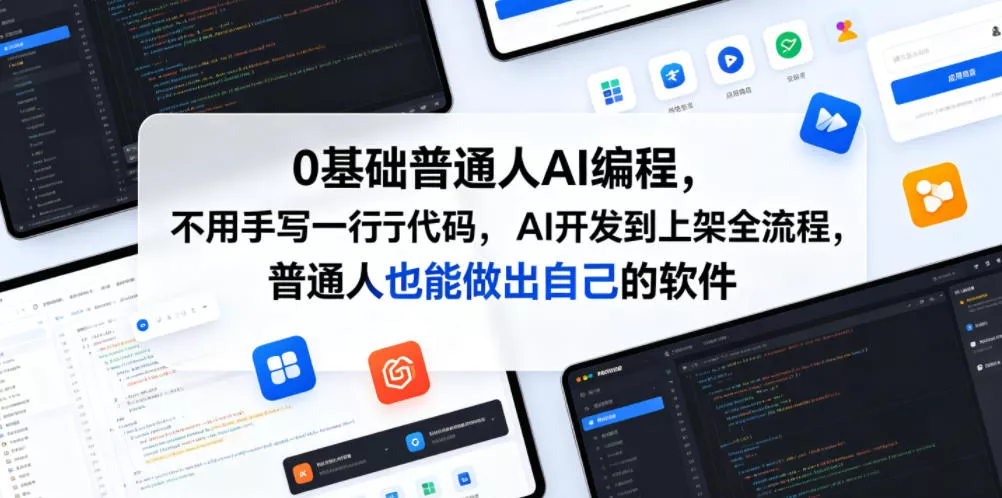 0基础普通人AI编程,不用手写一行代码,AI开发到上架全流程,普通人也能做出自己的软件祝你网--专注互联网创业.信息差副业研究拒绝割韭菜祝你网